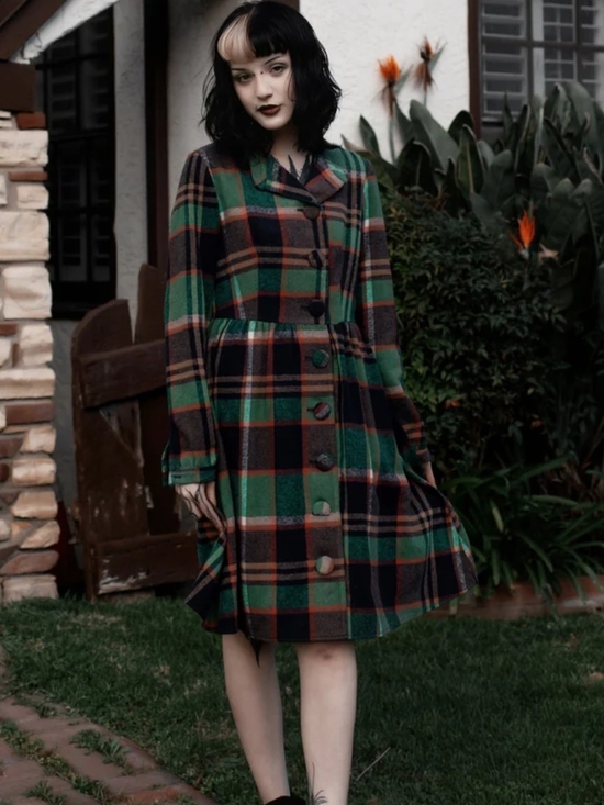 Lively Ghosts Dresses & Skirts - SOLD DONT BUY - Plaid Button-Front Long Sleeve Dress in Green